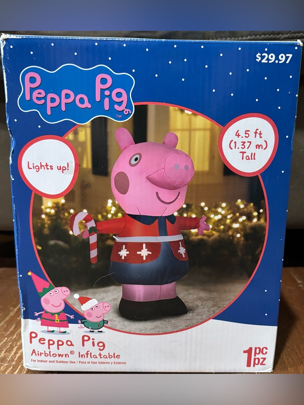 Gemmy Airblown Inflatable Peppa Pig Christmas Holiday Sweater Light Up 4.5Ft NIB